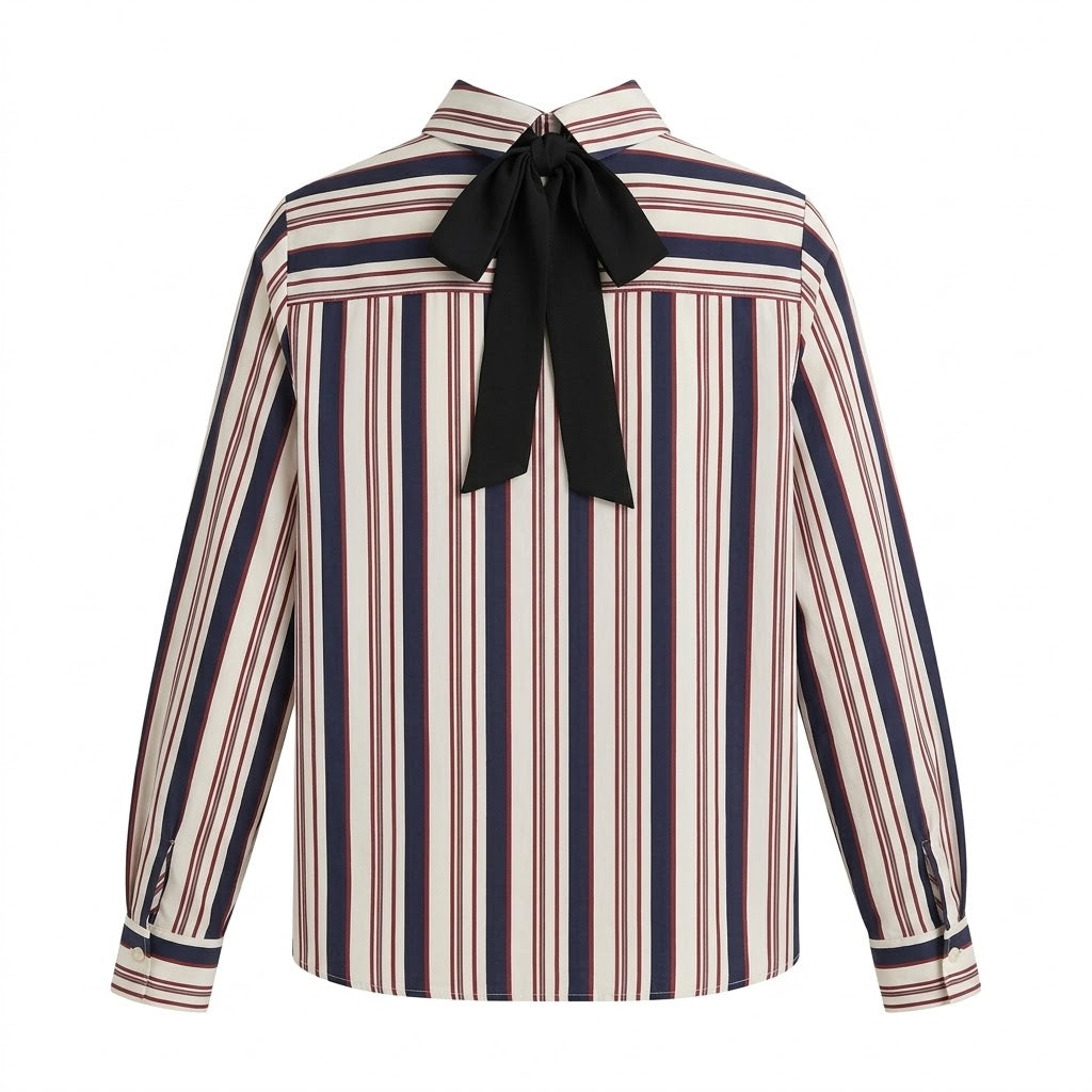 Blouse Rayée à Col Nœud