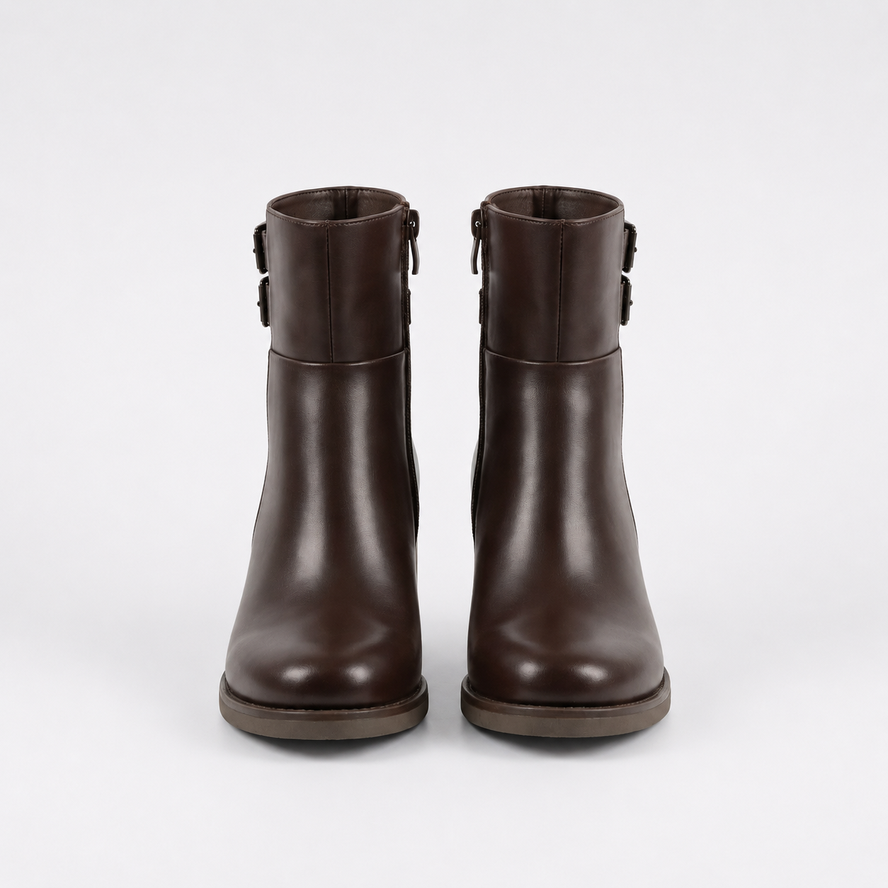 Bottines à Talon Carré – Marron – Similicuir – Femme