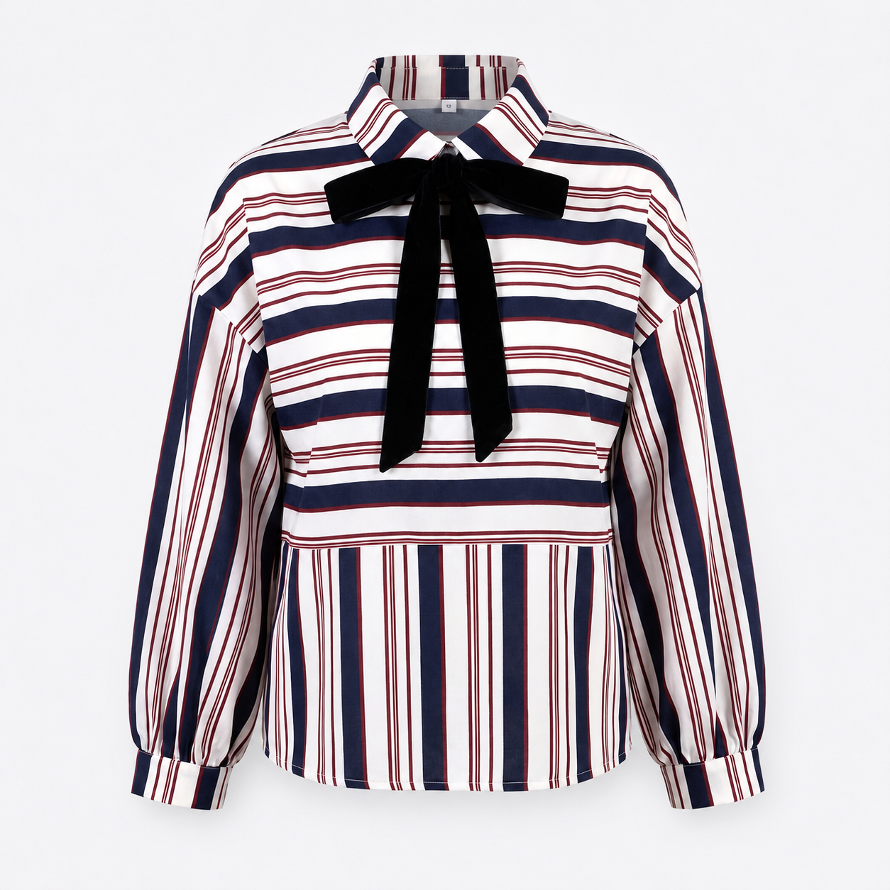 Blouse Rayée à Col Nœud