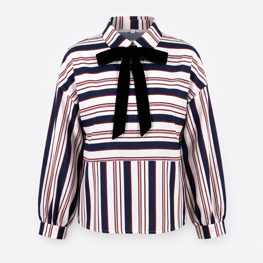 Blouse Rayée à Col Nœud