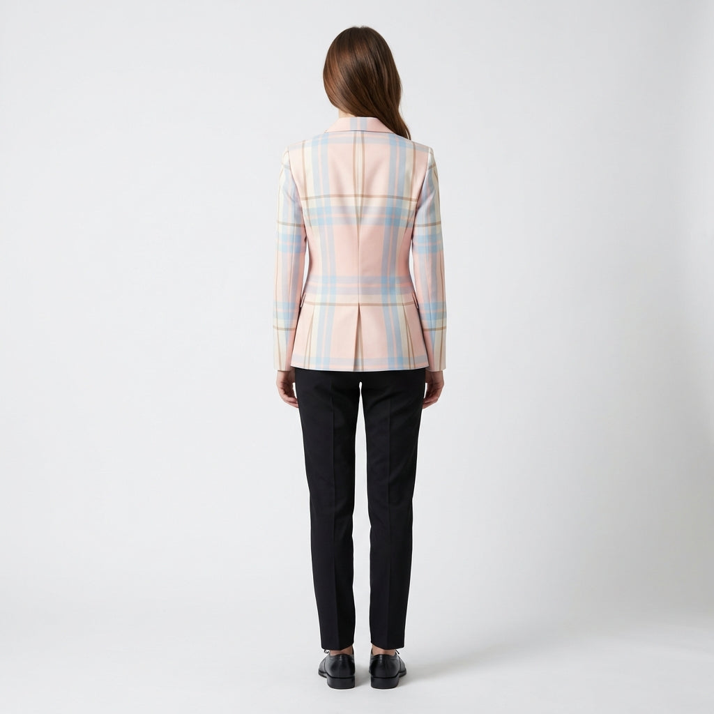 Blazer Ajusté à Carreaux