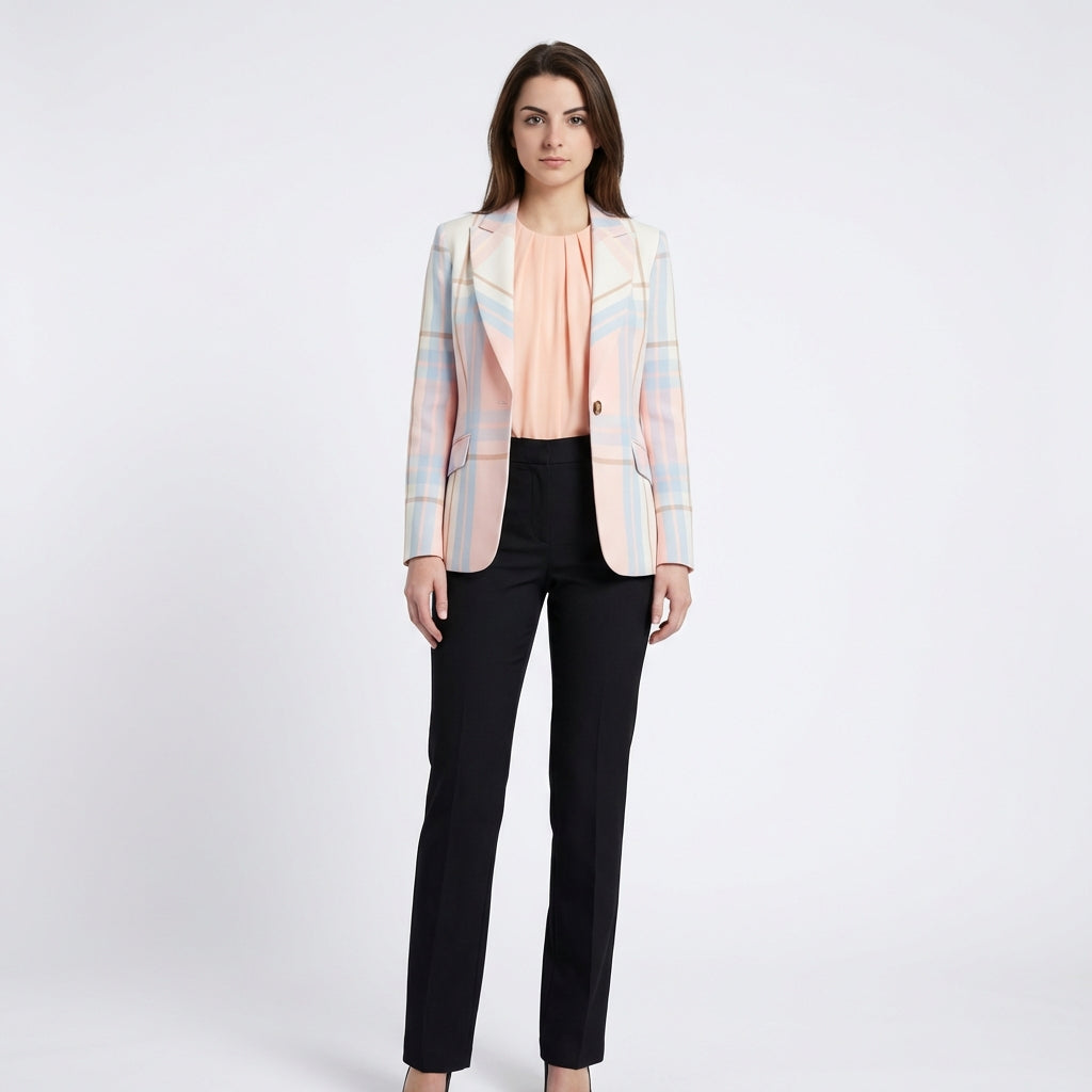 Blazer Ajusté à Carreaux