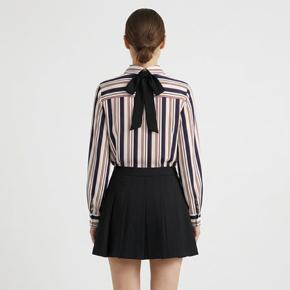 Blouse Rayée à Col Nœud