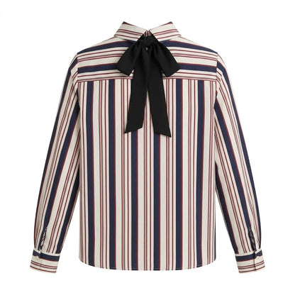 Blouse Rayée à Col Nœud