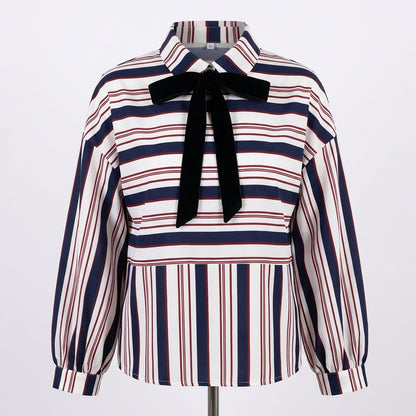 Blouse Rayée à Col Nœud