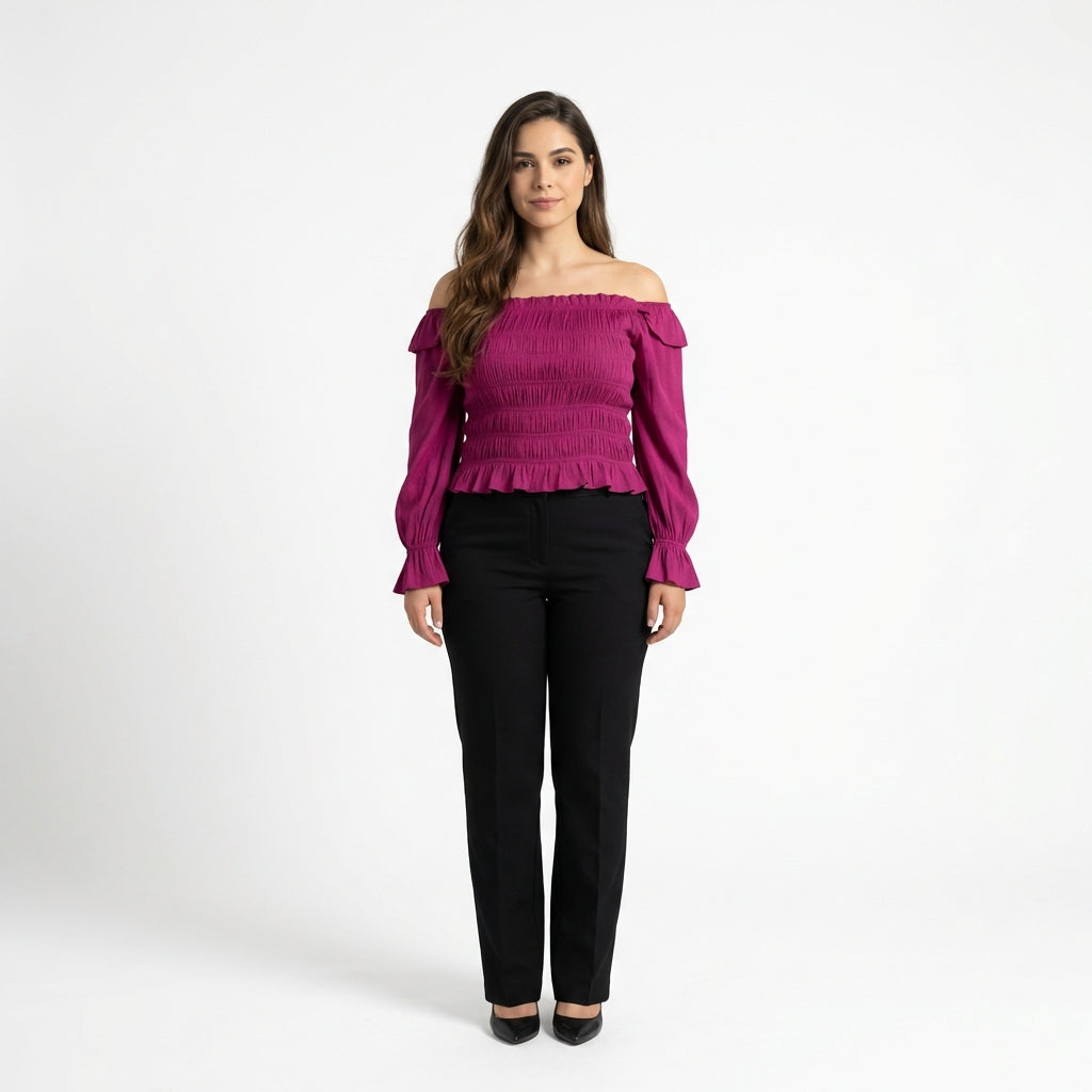 Blouse Smockée Épaules Dénudées