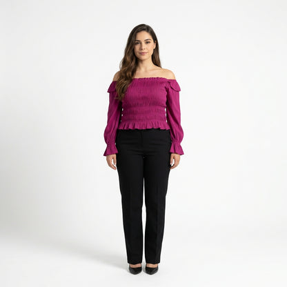 Blouse Smockée Épaules Dénudées