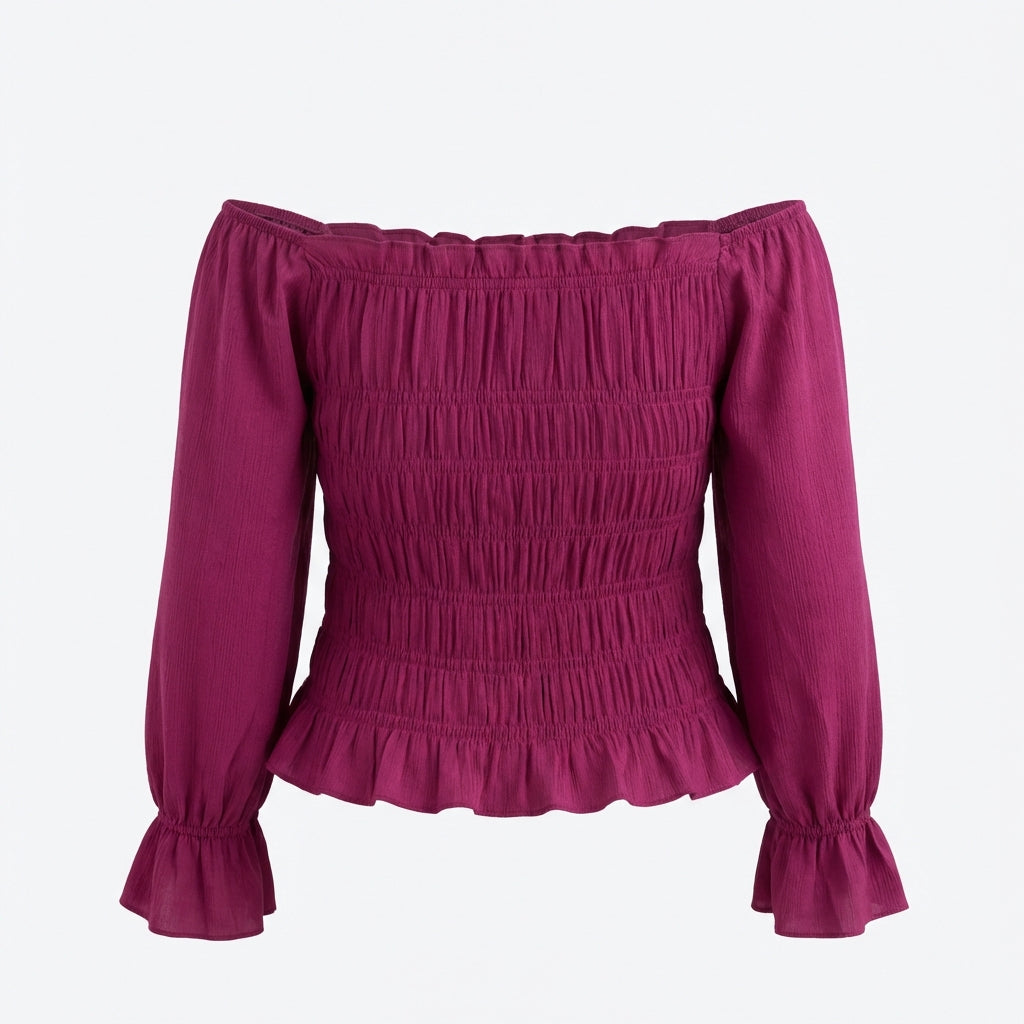 Blouse Smockée Épaules Dénudées