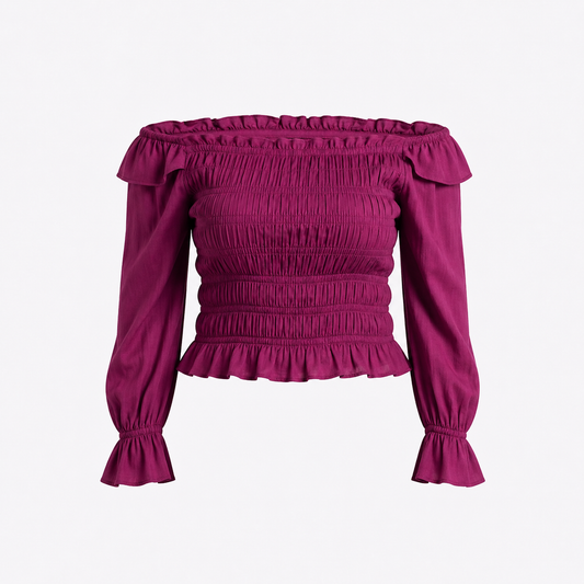 Blouse Smockée Épaules Dénudées