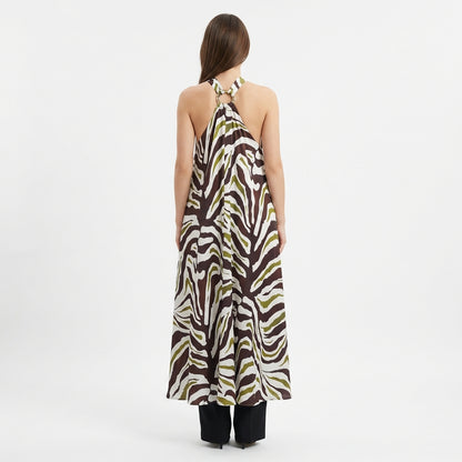Robe Maxi Imprimée à Col Halter