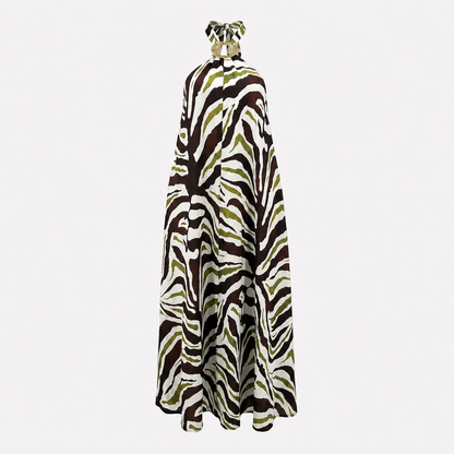 Robe Maxi Imprimée à Col Halter