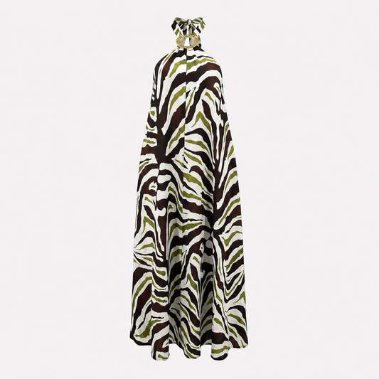 Robe Maxi Imprimée à Col Halter
