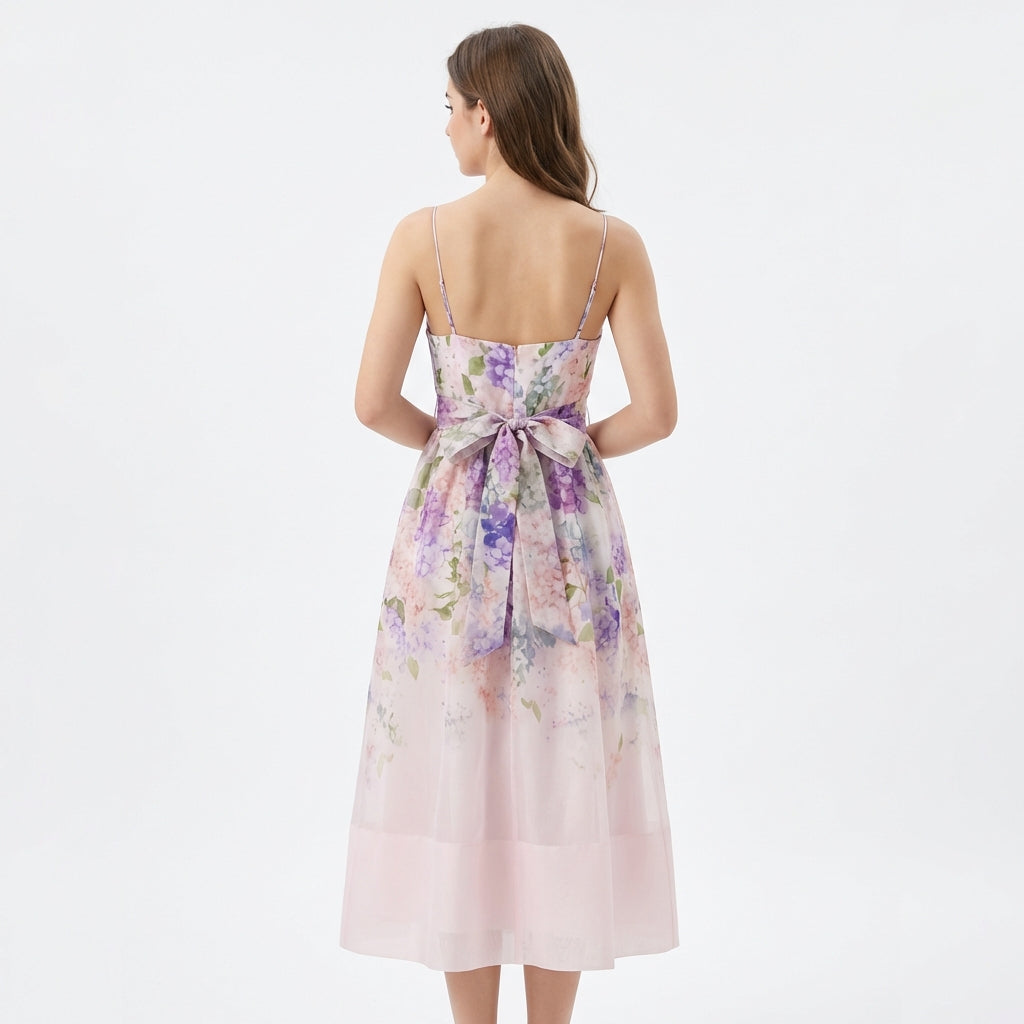 Robe Midi Fleurie à Ceinture