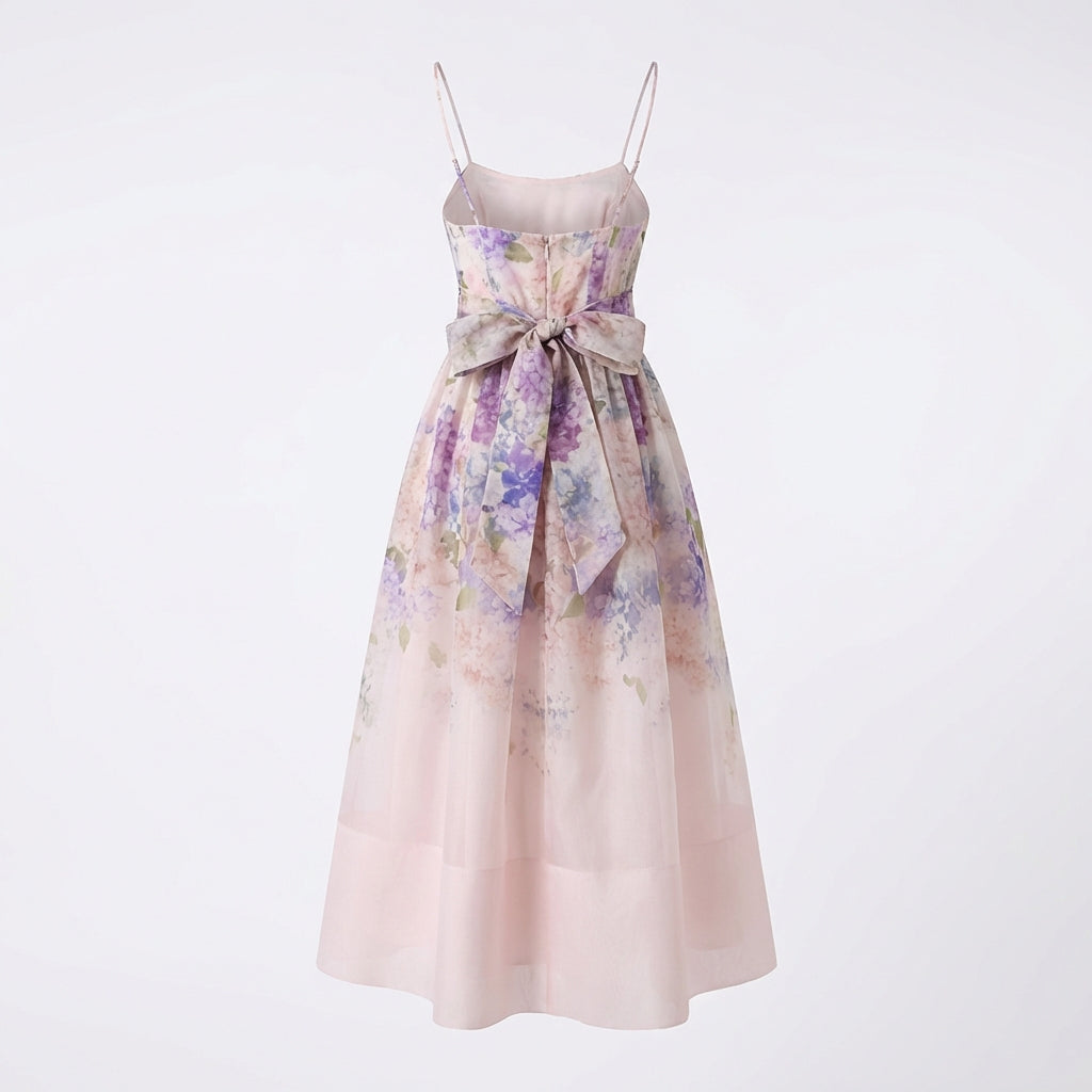 Robe Midi Fleurie à Ceinture