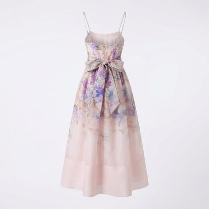 Robe Midi Fleurie à Ceinture