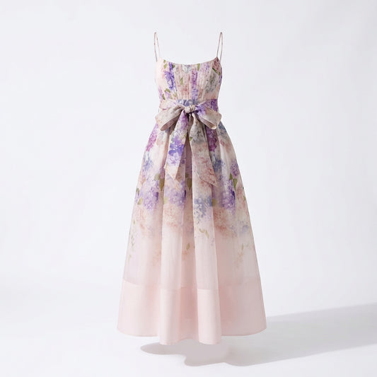 Robe Midi Fleurie à Ceinture