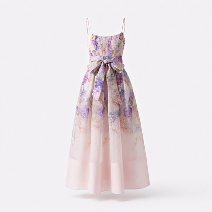 Robe Midi Fleurie à Ceinture